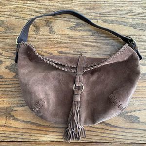 Coach Brown Suede Hobo Purse Handbag Boho Fringe Casual